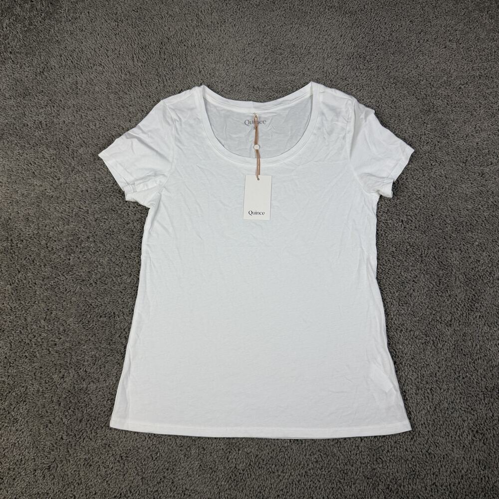 Quince Shirt Womens M White Scoop Neck Short Sleeve Cotton Modal Jersey